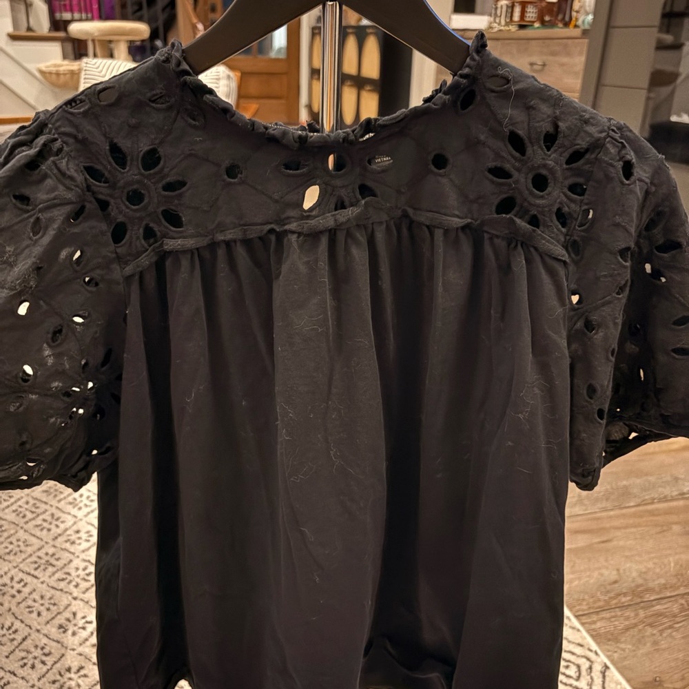 Ann Taylor Black Eyelet Blouse